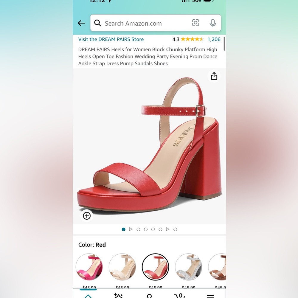 Dream Pairs Red Block Heel Ankle Strap Sandals